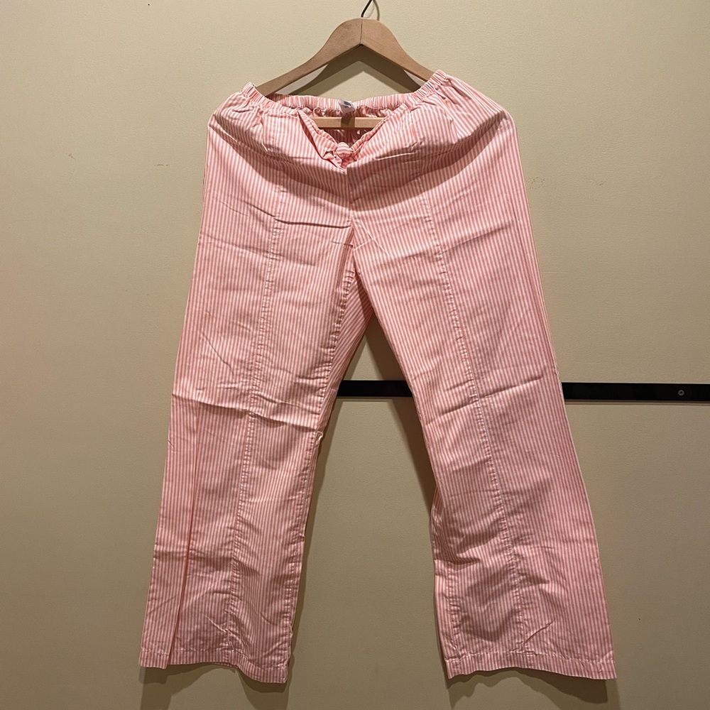 gap white pink cotton stripe pants size xs